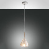 Lila ausgefallene Glas-Hängeleuchte in Amber, ideal für stimmungsvolles Licht im Zuhause.