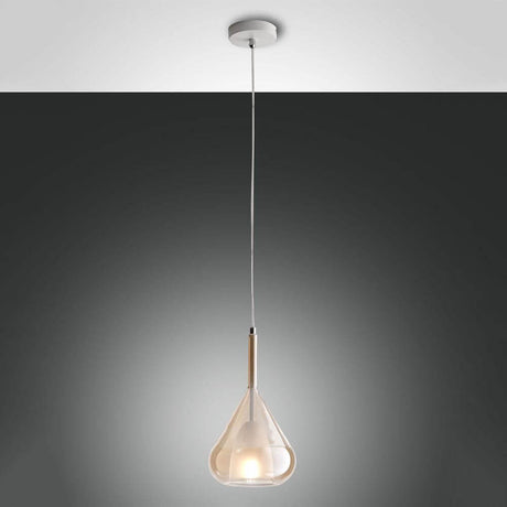 Lila ausgefallene Glas-Hängeleuchte in Amber, elegante amberfarbene Glas-Dekoration für stilvolles Licht.