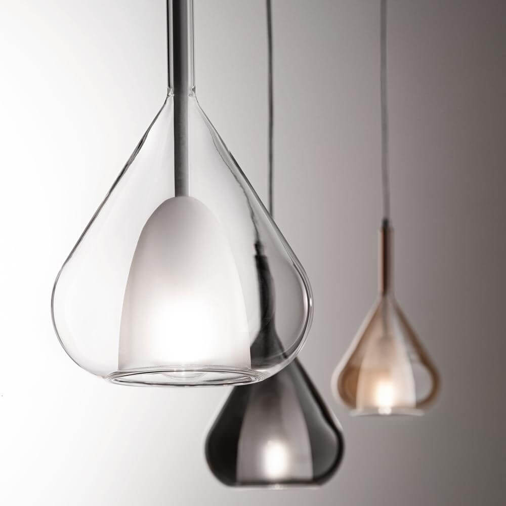 Lila moderne Glas-Pendelleuchte Transparent