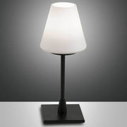 Lucy Tischleuchte schwarz Ø 15cm moderne Tischlampe mit weißem Schirm und quadratischem Fuß