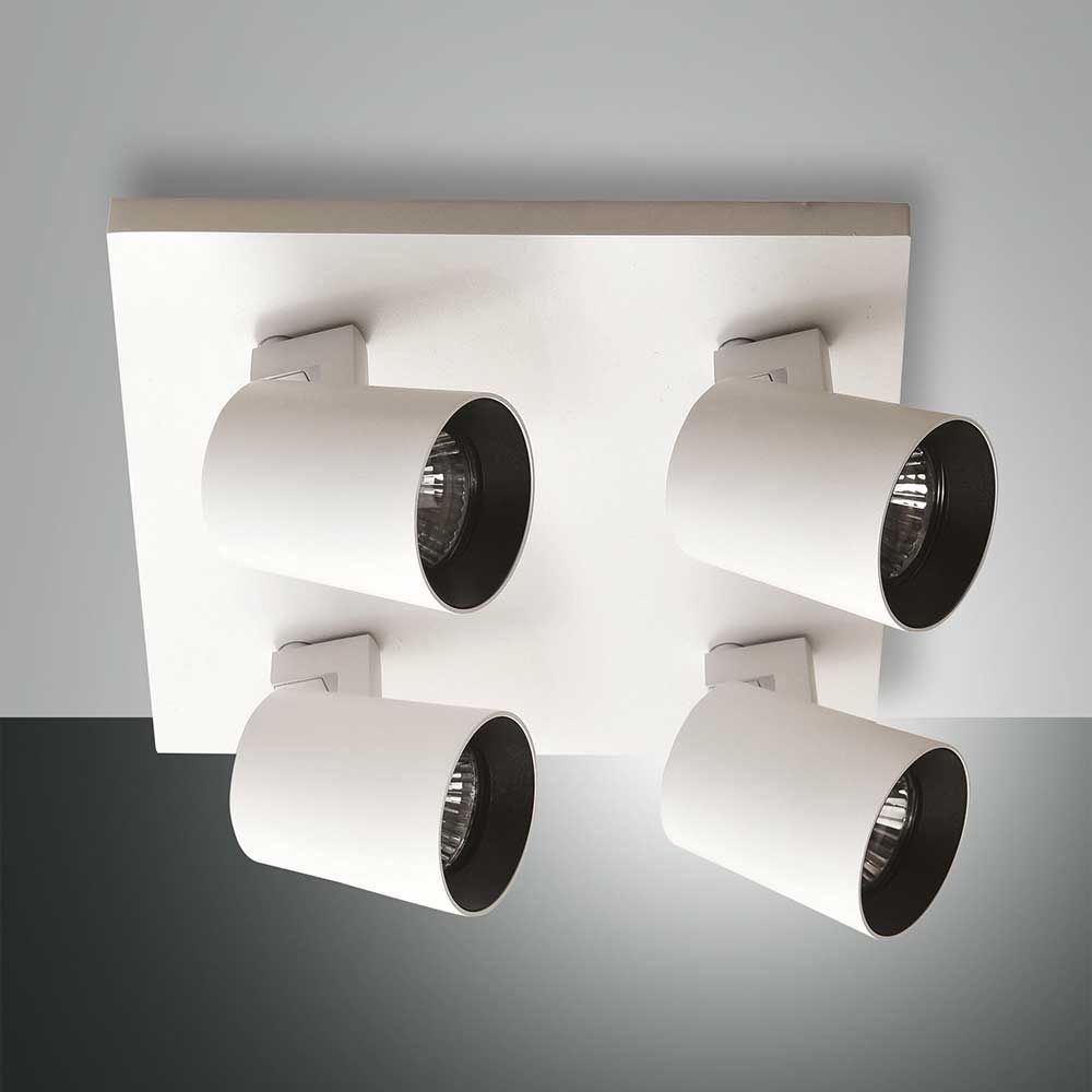 Modo Wandspot GU10 in Weiß: moderne Deckenleuchte mit vier beweglichen Strahlern für gezielte Beleuchtung.