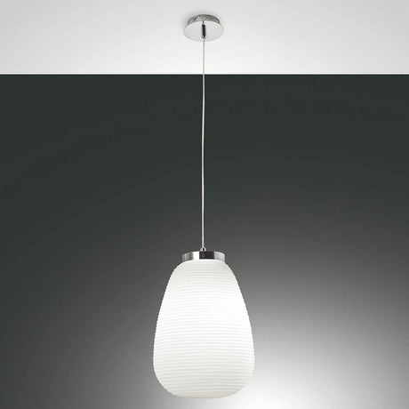 Cora White pendant lamp, an elegant glass pendant light with a striking presence and modern design.