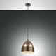 Pendelleuchte Gavia aus Metall in modernem Design mit bronzefarbenem Finish und elegantem Schirm.