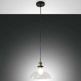 Pendelleuchte Olos Ø 25cm mit eleganter Glaskuppel und schwarzem Kabel für modernes Innendesign.