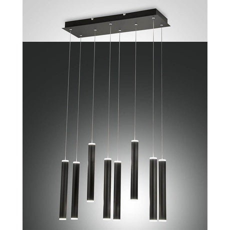 Prado LED Pendelleuchte 8-flammig im Röhrenstil mit Ober- und Unterlicht, elegante Beleuchtungslösung.