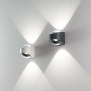 Remy LED Wandleuchte aus Kristall-Glas IP65, schwarze Außenwandleuchte aus Aluminium-Druckguss mit Fisheye-Doppellinse