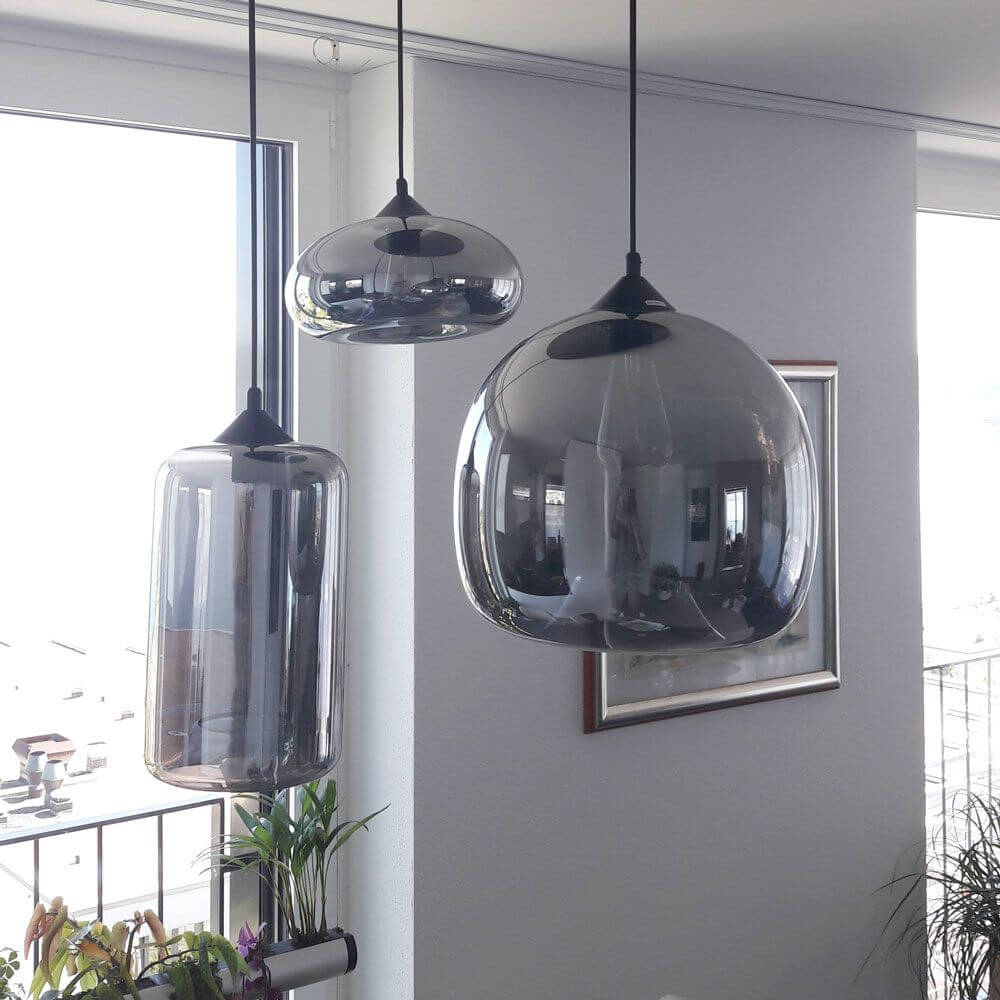 SILO Ø 18 cm Lampada a ciondolo vetro fumato