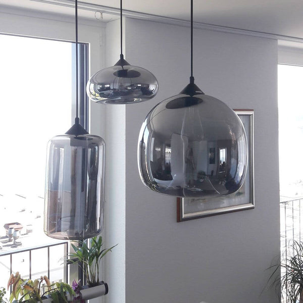 Silo Ø 18cm Pendelleuchte Rauchglas mit elegantem Rauchglaskörper und dekorativem E27 Leuchtmittel