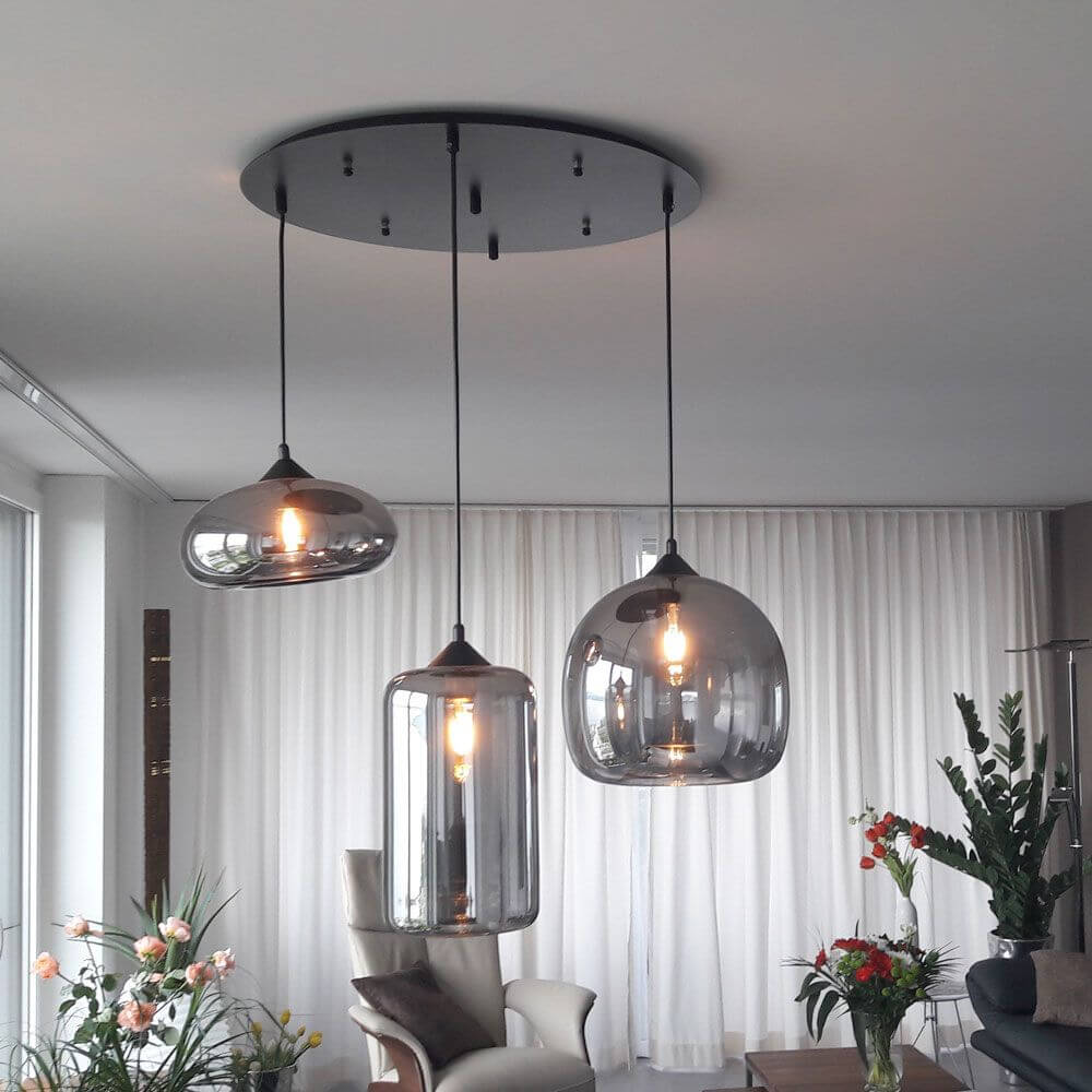 SILO Ø 18 cm Lampada a ciondolo vetro fumato