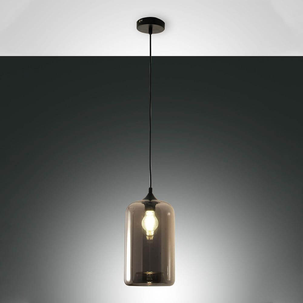 SILO Ø 18 cm Lampada a ciondolo vetro fumato