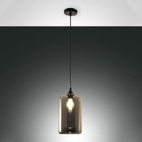 SILO Ø 18 cm Lampada a ciondolo vetro fumato