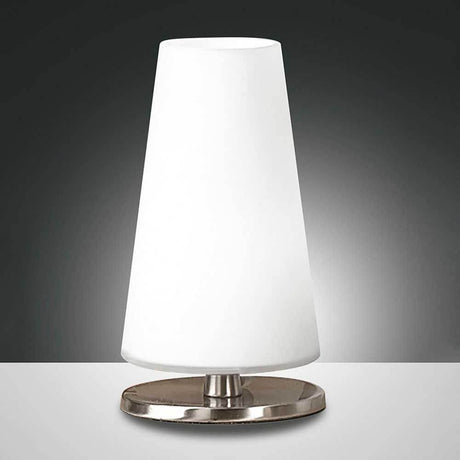 Tischleuchte Milady Ø 11cm, elegante Tischlampe mit modernem Design in Weiß und Metallfuß.