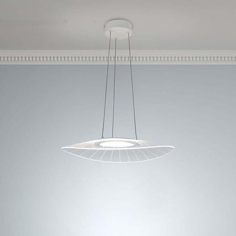 Vela LED Hängelampe Klar - moderne, blendfreie Pendelleuchte mit ovalem Acrylschirm.