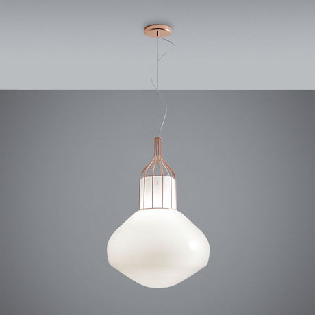 Fabbian Aérostat pendant light Ø 43cm in copper with an elegant cage design.