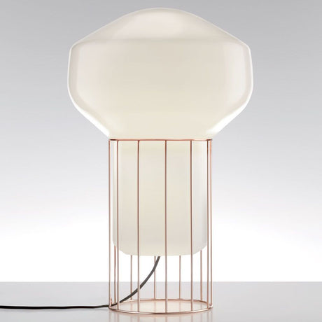 Fabbian Aérostat table lamp Ø 16.7 cm with glossy glass diffuser and dark metal frame.
