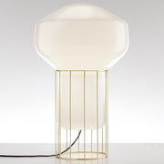 Fabbian Aérostat Tischleuchte Ø 16,7cm mit glänzendem Glasdiffusor und dekorativem goldenen Rahmen