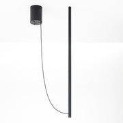 Fabbian Ari LED pendant light with black anodized aluminium and black cable.