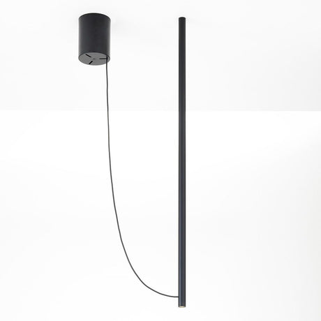 Fabbian Ari LED pendant light with black anodized aluminium and black cable.