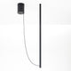 Fabbian Ari LED-Pendelleuchte mit schwarz eloxiertem Aluminium und schwarzem Kabel.