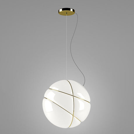 Fabbian Armilla pendellampe baldakin gull med blankt hvitt glass og polerte, forgylte ringer.
