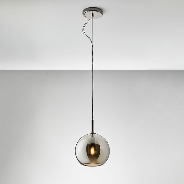 Fabbian Beluga Royal Hängeleuchte Ø20cm Titan, elegante Pendelleuchte mit metallischer Reflexion