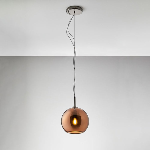 Fabbian Beluga Royal Hängeleuchte Ø20cm Kupfer mit elegantem Glas und metallischer Reflexion