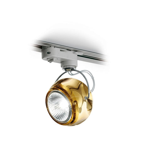 Fabbian Beluga track ceiling light Ø 9cm in amber with halogen and LED light for dining areas and bars