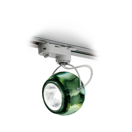 Fabbian Beluga track ceiling light Ø 9cm in green, ideal for modern dining areas and cozy lighting.
