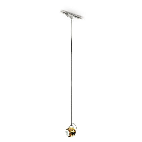 Fabbian Beluga track pendant lamp Ø 9 cm in amber crystal, modern and versatile for dining areas and bars.