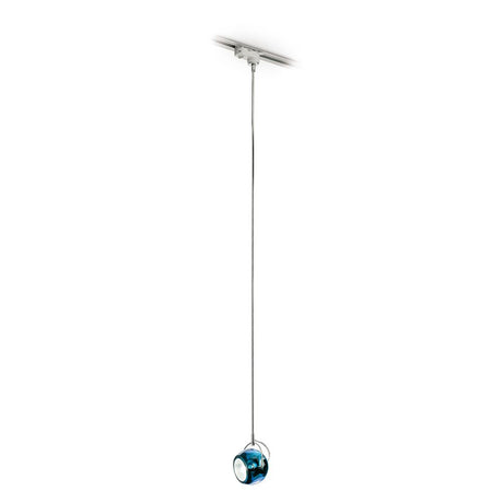 Fabbian Beluga track pendant lamp Ø 9 cm in blue with a modern design, ideal for dining areas and bars.