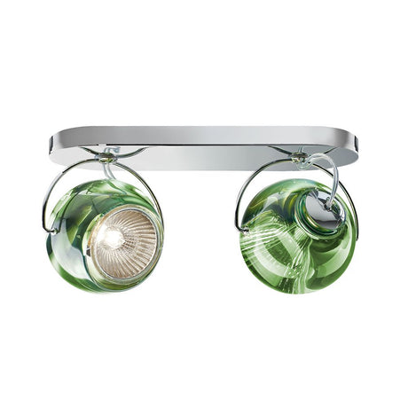 Fabbian Beluga wall and ceiling light, 2-light, in modern design with green diffuser.