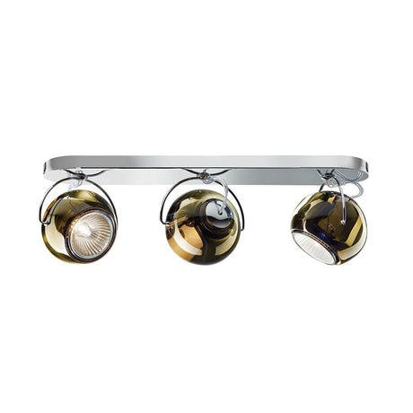 Fabbian Beluga wall and ceiling lamp, 3-light with three modern, colorful diffusers in crystal look.