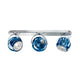 Fabbian Beluga Wand- & Deckenlampe 3-flammig mit blauen Kristalldiffusoren und modernem Design.