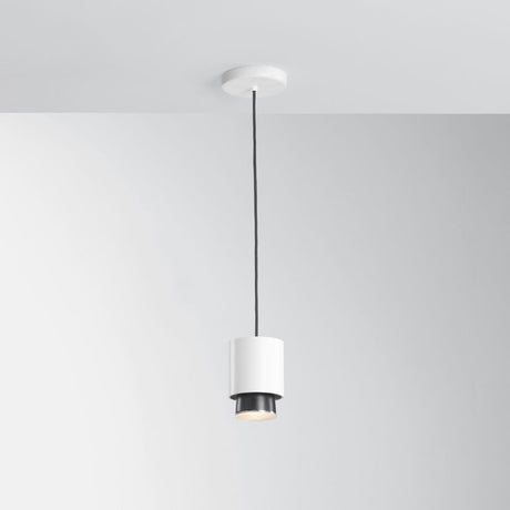 Fabbian Claque LED pendant light Small 10 cm in a modern design with white lacquered aluminium and black diffuser lens.