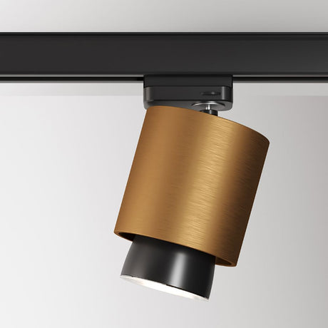 Fabbian Claque LED track light Ø 10cm in a modern design with a gold-coloured lampshade.