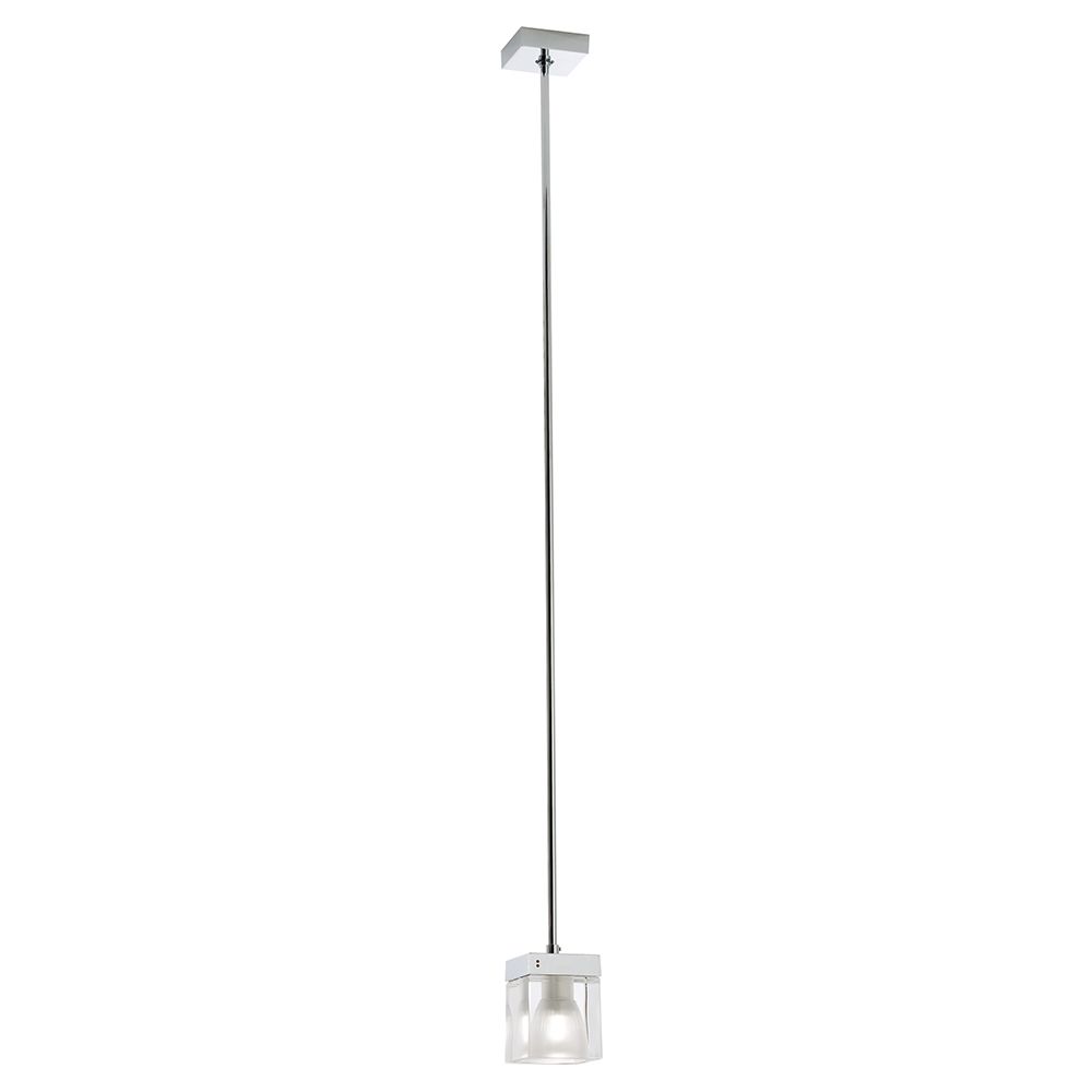 Fabbian Cubetto Pendelleuchte mit klarem Kristall-Diffusor und modernem Design, ideal für Zuhause oder öffentliche Räume.