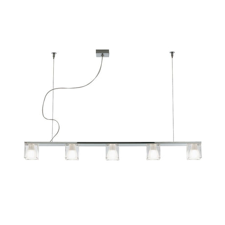 Fabbian Cubetto pendant light 5-light with modern design and clear diffusers.