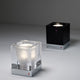 Fabbian Cubetto Tischleuchte GU10 in transparentem Kristall und schwarzem Diffusor, stilvoll und raffiniert.