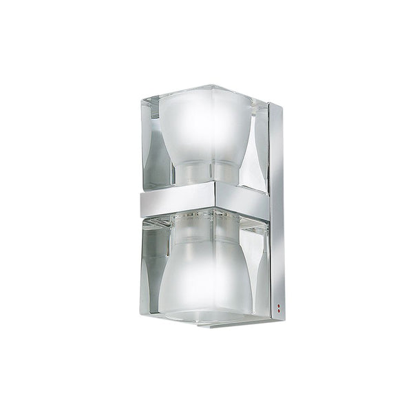 Fabbian Cubetto Wandleuchte 2-flammig aus klarem Glas und Metall, eckig, mit zwei Lichtquellen