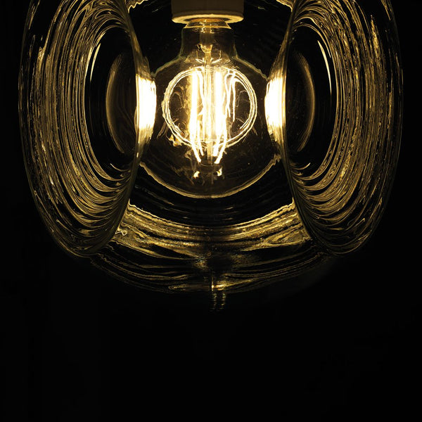 Fabbian Eyes Tischlampe Ø 17,5cm mit gerilltem Glas und warmem Licht für Schlafzimmer, Wohnzimmer oder Büro