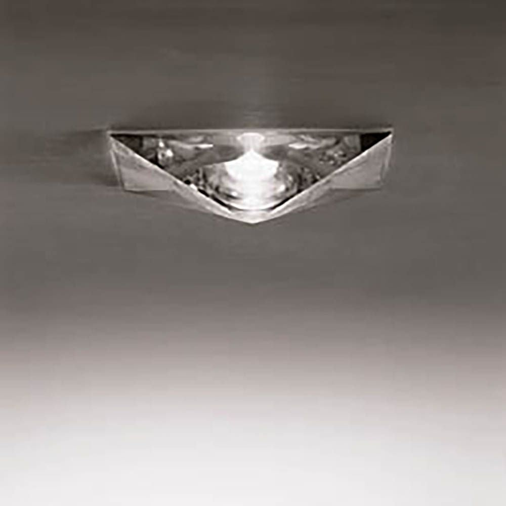 Fabbian Faretti Einbaulampe Cheope GU10 mit pyramidenförmigem Kristall und integrierter LED-Lampe.
