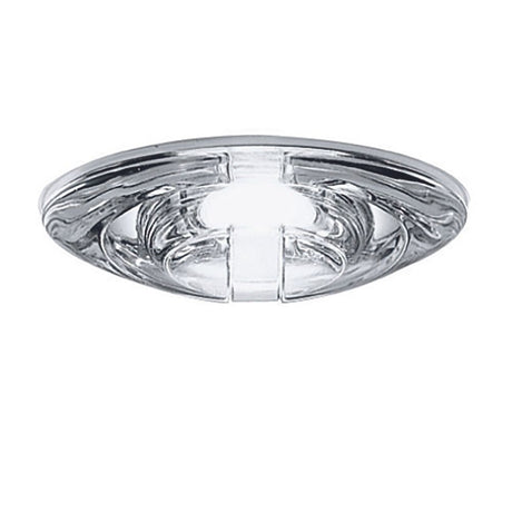 Fabbian Faretti recessed light Jnat 12V with rounded shape and transparent crystal diffuser.