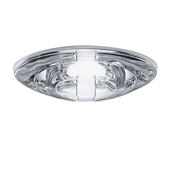 Fabbian Faretti recessed light Jnat 12V with rounded shape and transparent crystal diffuser.