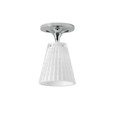 Fabbian Flow ceiling light Ø 12cm with glass diffuser and decorative pattern, ideal for elegant spaces.