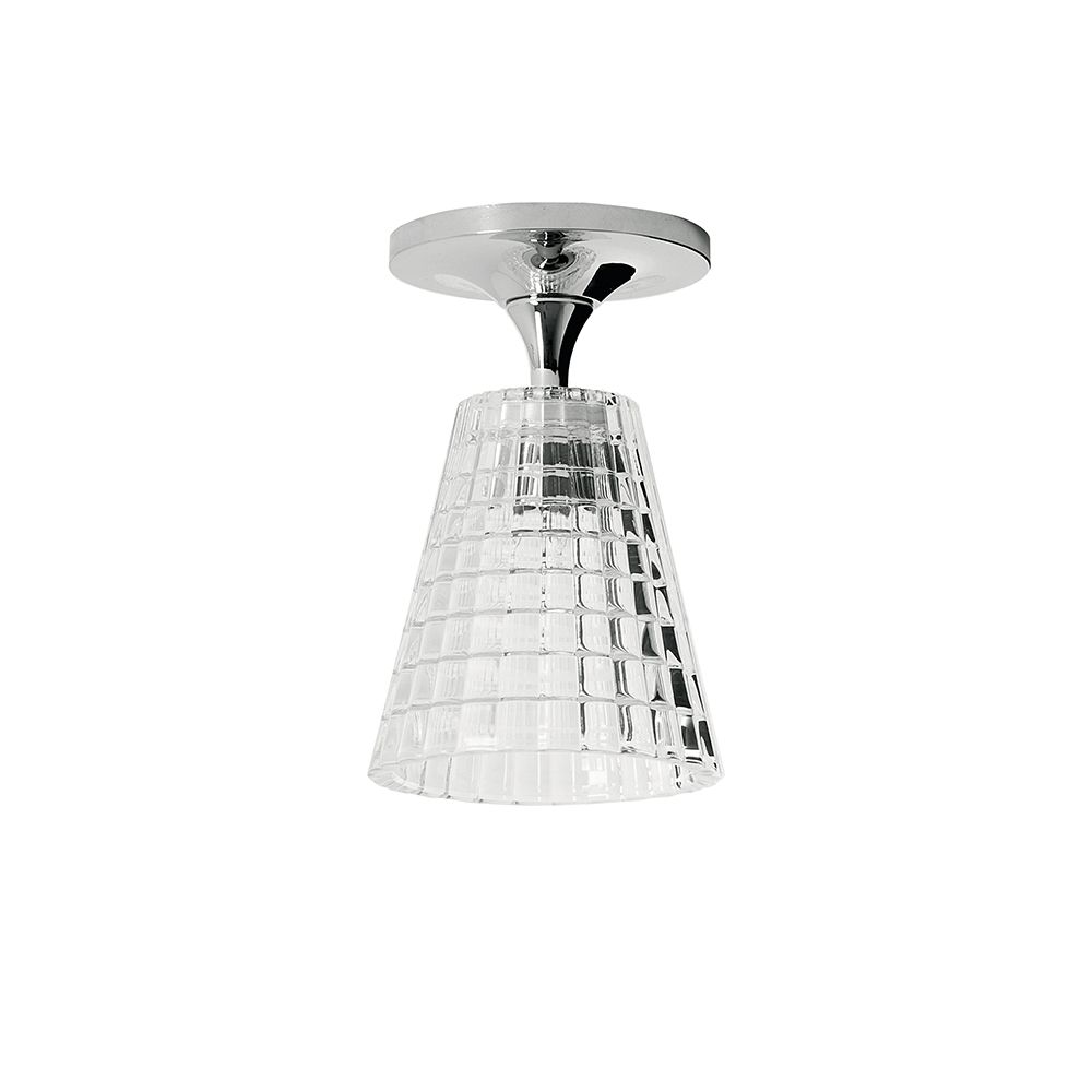 Fabbian Flow Deckenlampe Ø 12cm in klaren Glas mit dekorativem Muster für angenehmes Licht.