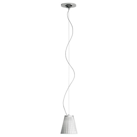Fabbian Flow pendant light Ø 12cm with white glass diffuser, ideal for kitchens and living rooms.