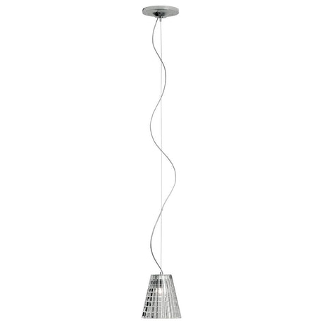 Fabbian Flow pendant light Ø 12cm with chrome-colored glass diffuser, ideal for kitchens and living rooms.
