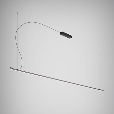 Fabbian Freeline LED-Hängeleuchte Long 300cm in schwarz eloxiertem Aluminium und Bronzestangen.