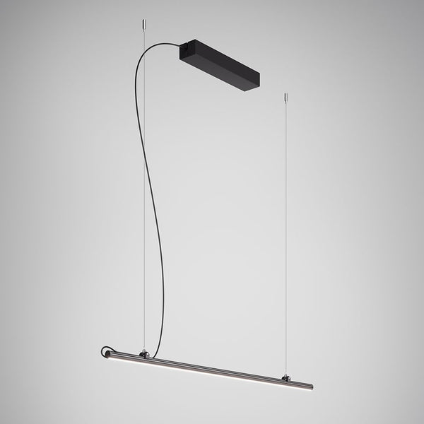Fabbian Freeline LED-Hängeleuchte Short 100cm schwarz, schwarz eloxiertes Aluminium mit Bronzestangen, moderne Pendelleuchte
