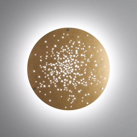 Fabbian Lens LED-Wandleuchte Ø 90cm in Gold mit spektakulären Lichtstreuungseffekten.